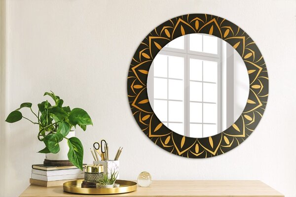 Specchio tondo con decoro Golden mandala fi 50 cm
