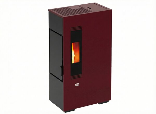 Queen Stufa a Pellet Ventilata Slim 5,5 kW Capacit Serbatoio 10 Kg Volume Riscaldabile 135 m3 colore Bordeaux - Slim 5