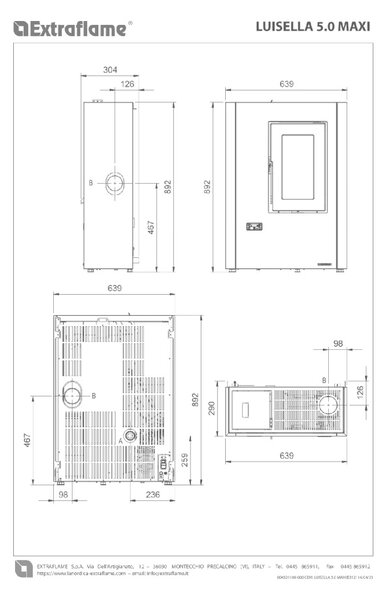 La Nordica-Extraflame Stufa a Pellet Ventilata Slim 7 kW Capacit Serbatoio 10 Kg Volume Riscaldabile 201 m3 colore Grigio Grafite - 1294901 Luisel