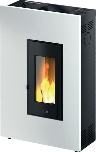 Pegaso Stufa a Pellet Ventilata Slim 5.2 kW Capacit Serbatoio 12 kg Volume Riscaldabile 125 m3 colore Bianco - 7020033 Madison 5