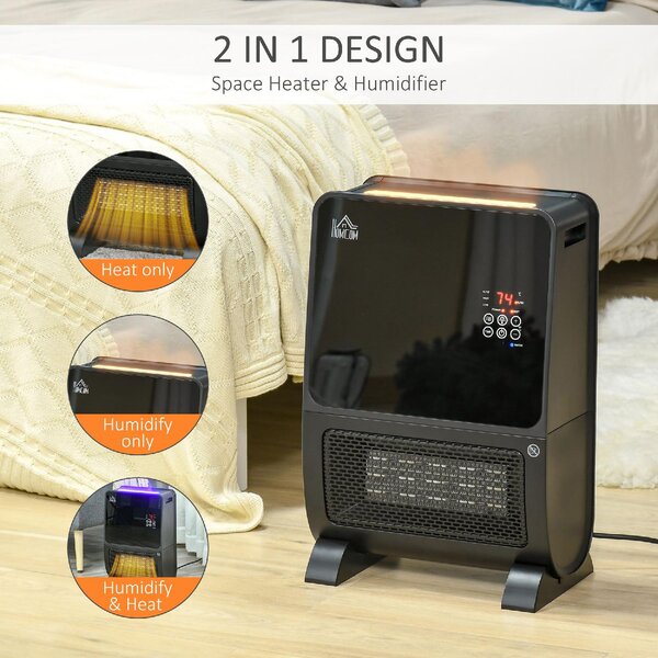 DecHome Stufa Elettrica 2 in 1 con Umidificatore Luce LED a 3 Colori e Ultravioletti Timer e Telecomando 33x21x49.5cm Nero