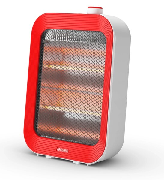 OLIMPIA SPLENDID Stufa Elettrica ad Infrarossi al Quarzo Potenza 800 Watt con Maniglia e Termostato Regolabile colore Rosso - 99194 QUARZIA SLIM R