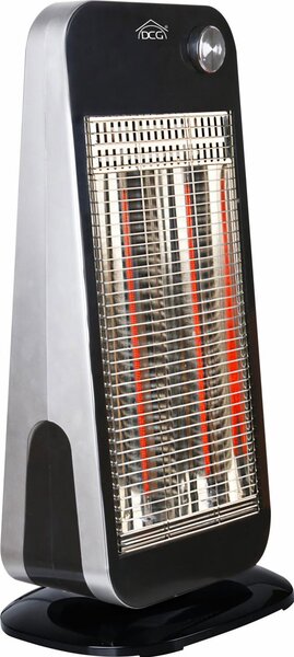 DCG Stufa elettrica Alogena a Basso Consumo Potenza 900 Watt Oscillante colore Nero / Argento - SA9849