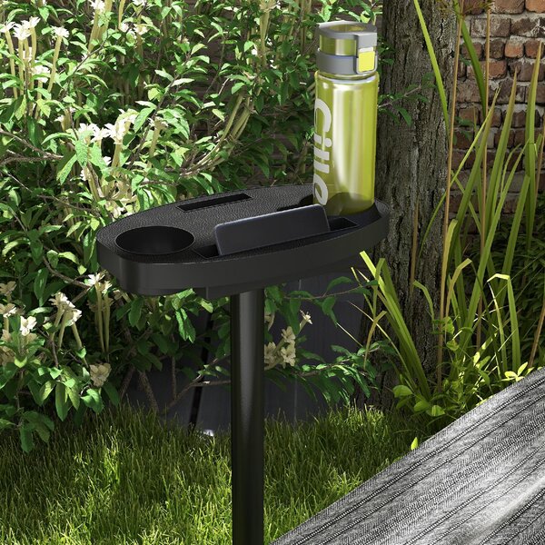 VivaGarden Supporto per Amaca da Giardino in Acciaio 285x125x110 cm Portata 150 Kg con Tavolino Integrato colore Nero