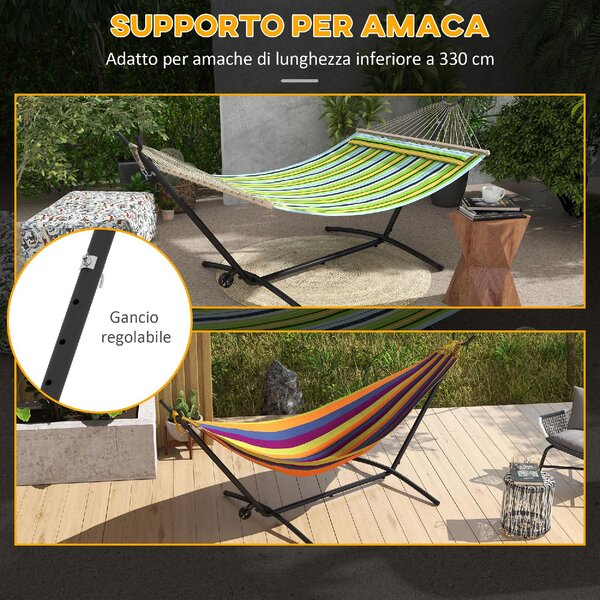 VivaGarden Supporto per Amaca da Giardino in Metallo 290x120x115 cm Portata 220 Kg colore Nero