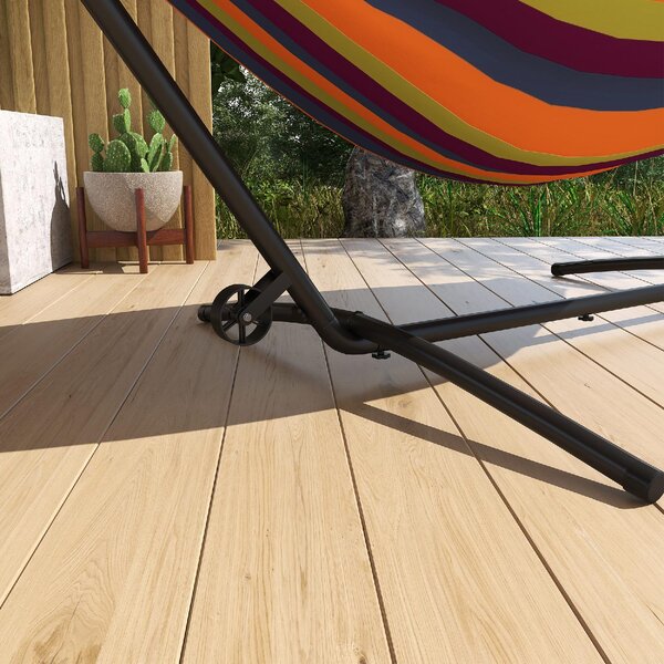 VivaGarden Supporto per Amaca da Giardino in Metallo 290x120x115 cm Portata 220 Kg colore Nero