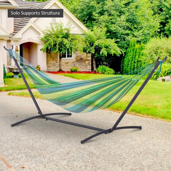 VivaGarden Supporto per Amaca da Giardino in Metallo 280x120x110 cm Portata 150 Kg colore Nero