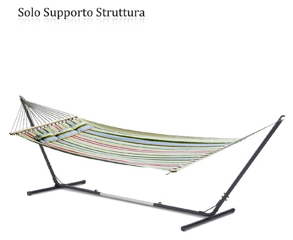 VivaGarden Supporto per Amaca da Giardino in Metallo 308/380x108x120 cm Portata 150 Kg colore Nero