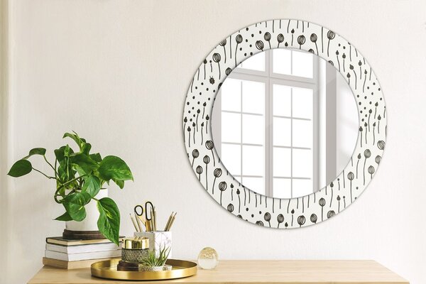 Specchio rotondo stampato Disegno floreale fi 50 cm