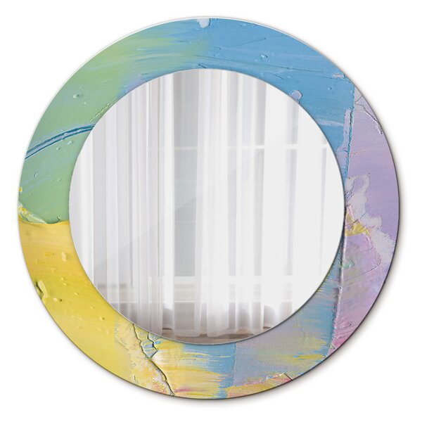 Specchio rotondo stampato Texture di vernice ad olio fi 50 cm