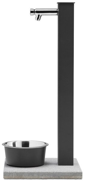Fontana con doppio Rubinetto con Vaschetta, Abbeveratoio e Base Belfer PET Dimensioni 30x28x110 cm - peso 6,5 kg design, colore Antracite