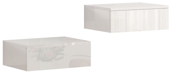 HOMCOM Set da 2 Comodini con cassetto per camera da letto, design da parete e pannello truciolare, 40x30x14 cm, Bianco | Aosom Italy