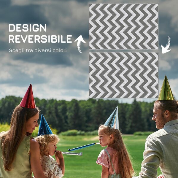 DecHome Tappeto da Esterno Reversibile con Fantasia Geometrica 121x182 cm colore Grigio/Bianco - R3470LG