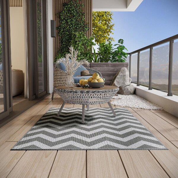DecHome Tappeto da Esterno Reversibile con Fantasia Geometrica 121x182 cm colore Grigio/Bianco - R3470LG