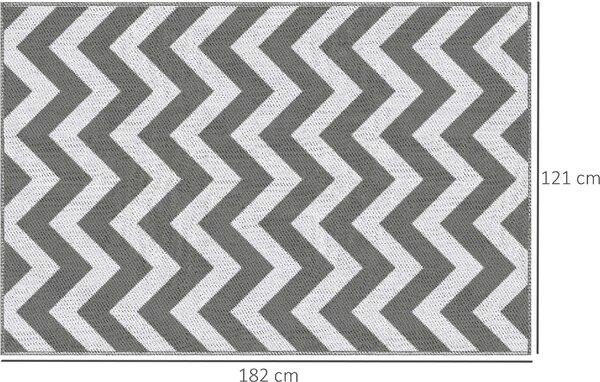 DecHome Tappeto da Esterno Reversibile con Fantasia Geometrica 121x182 cm colore Grigio/Bianco - R3470LG