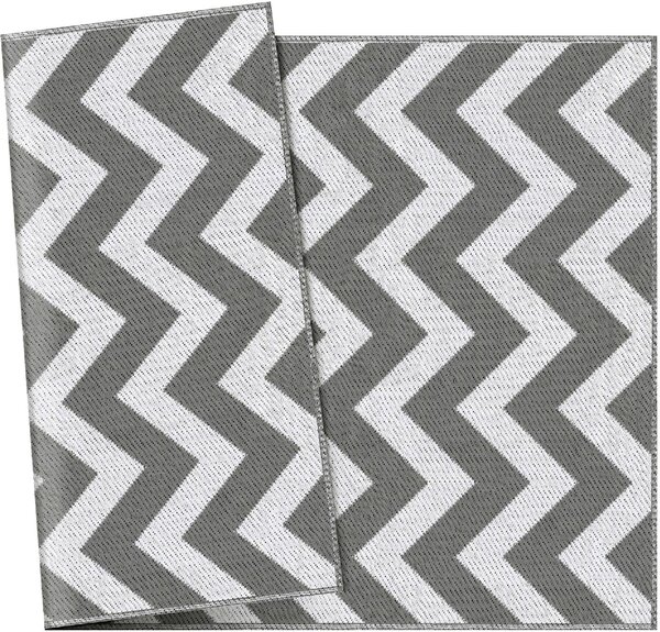 DecHome Tappeto da Esterno Reversibile con Fantasia Geometrica 121x182 cm colore Grigio/Bianco - R3470LG