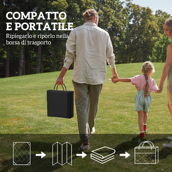 DecHome Tappeto da Esterno Reversibile Stile Geometrico con Borsa di Trasporto 182x274 cm colore Blu/Bianco - R4090BU