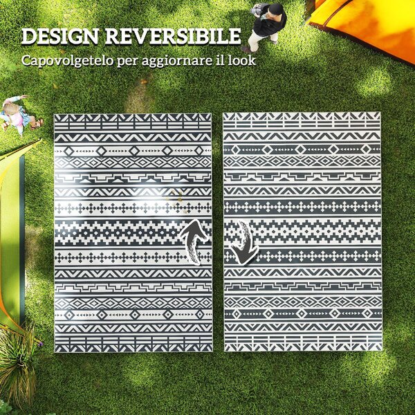 DecHome Tappeto da Esterno Reversibile con Motivo Geometrico e Borsa Inclusa 182x274 cm colore Grigio/Bianco - R3900CG