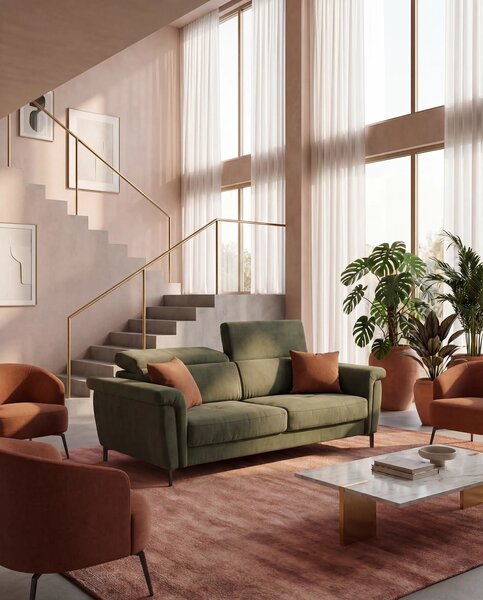 Capri divano letto di design con piedini alti - poggiatesta reclinabil
