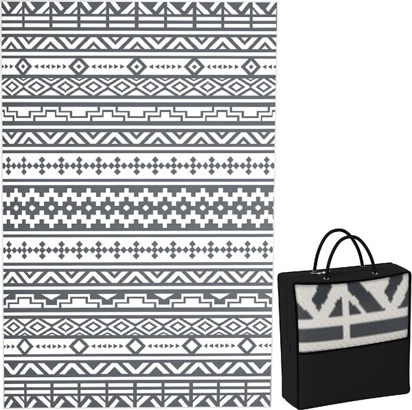 DecHome Tappeto da Esterno Reversibile con Motivo Geometrico e Borsa Inclusa 182x274 cm colore Grigio/Bianco - R3900CG