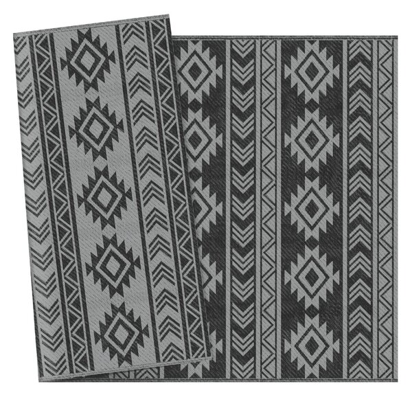 DecHome Tappeto Moderno per Esterni Nero e Grigio in PP con Design Reversibile e Pieghevole 182x274 cm