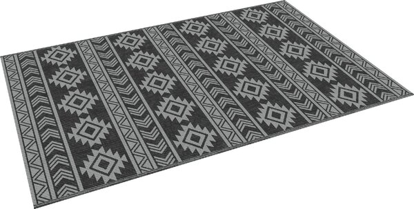DecHome Tappeto Moderno per Esterni Nero e Grigio in PP con Design Reversibile e Pieghevole 182x274 cm