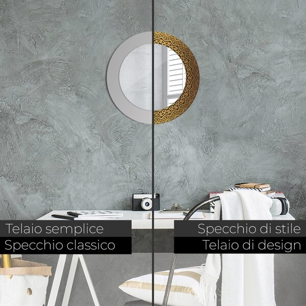 Specchio tondo con decoro Ornamento greco fi 50 cm