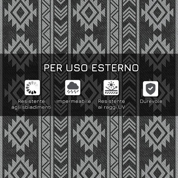 DecHome Tappeto Moderno per Esterni Nero e Grigio in PP con Design Reversibile e Pieghevole 182x274 cm