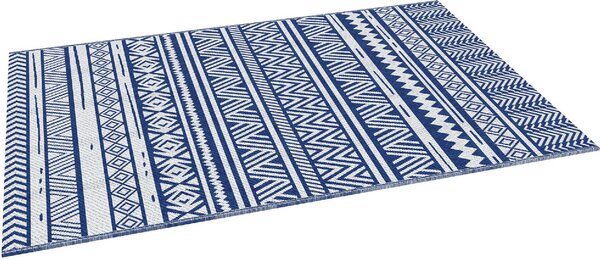 DecHome Tappeto per Esterno 182x274 cm Pieghevole e Reversibile in Polipropilene colore Blu e Bianco - A3040DBAO86