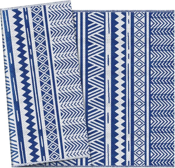 DecHome Tappeto per Esterno 182x274 cm Pieghevole e Reversibile in Polipropilene colore Blu e Bianco - A3040DBAO86