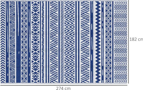 DecHome Tappeto per Esterno 182x274 cm Pieghevole e Reversibile in Polipropilene colore Blu e Bianco - A3040DBAO86