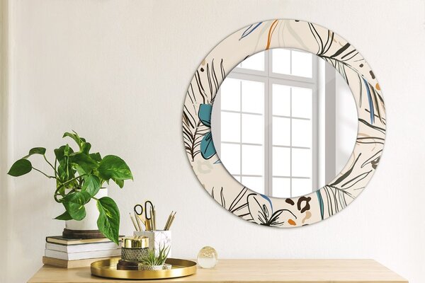 Specchio rotondo stampato Fiori con un motivo nella giungla fi 50 cm
