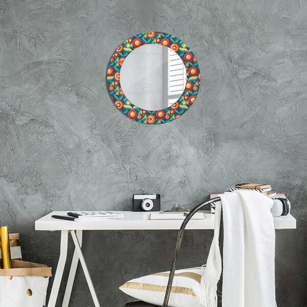 Specchio rotondo stampato Frutta e foglie geometriche fi 50 cm