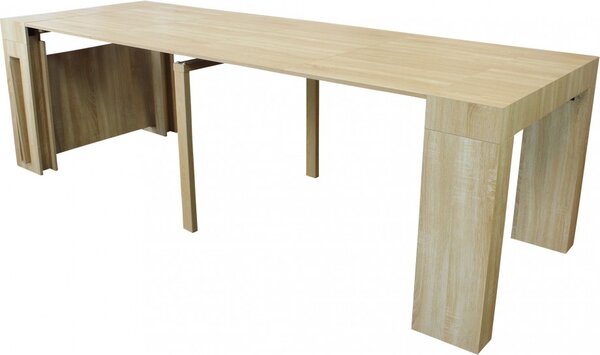 DecHome Tavolo Consolle Allungabile 3 metri Ingresso Design Moderno 45/96/147/198/249/300 X 90 cm colore Rovere Chiaro