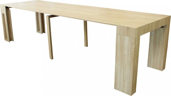 DecHome Tavolo Consolle Allungabile 3 metri Ingresso Design Moderno 45/96/147/198/249/300 X 90 cm colore Rovere Chiaro