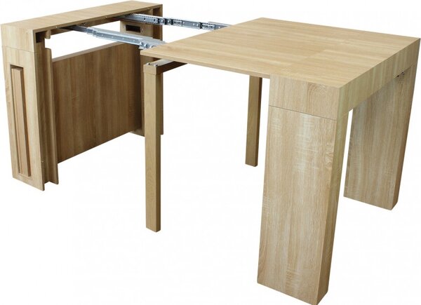 DecHome Tavolo Consolle Allungabile 3 metri Ingresso Design Moderno 45/96/147/198/249/300 X 90 cm colore Rovere Chiaro