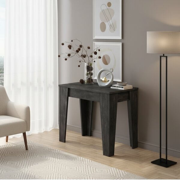 DecHome Tavolo Consolle Allungabile 3 metri Ingresso Design Moderno con 6 Allunghe Dimensioni 53.6-305.6x90x75.2 cm colore Nero Effetto Cemento