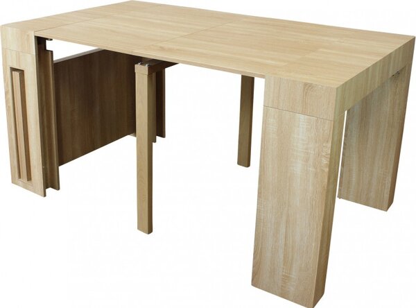 DecHome Tavolo Consolle Allungabile 3 metri Ingresso Design Moderno 45/96/147/198/249/300 X 90 cm colore Rovere Chiaro