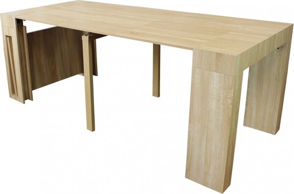 DecHome Tavolo Consolle Allungabile 3 metri Ingresso Design Moderno 45/96/147/198/249/300 X 90 cm colore Rovere Chiaro