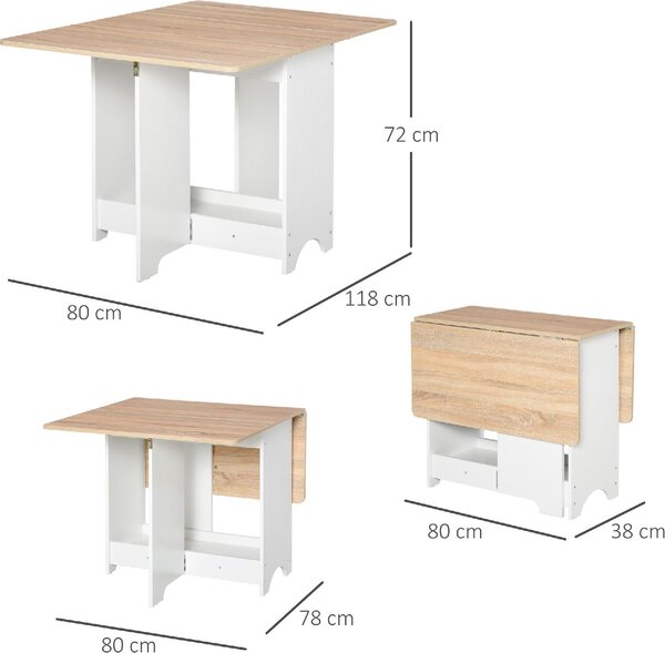 DecHome Tavolo Consolle Allungabile Ingresso Design Moderno a Ribalta Dimensioni 118x80x72 colore Bianco Legno