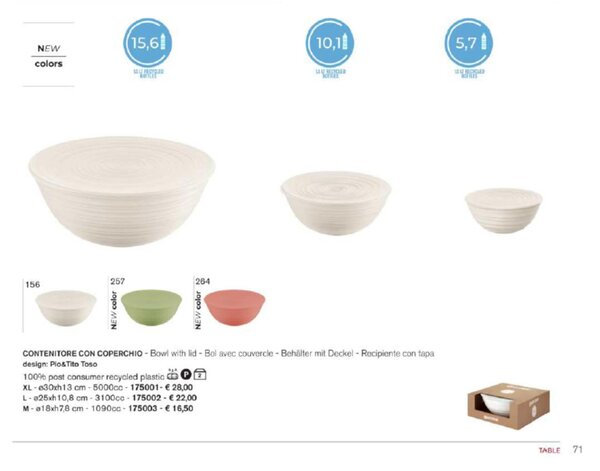 Antipastiera, Tierra 3 scomparti Dimensioni 29,5x21,4xh 5,2 cm Post Consumed Recycled Poliestereastic, Verde Alga