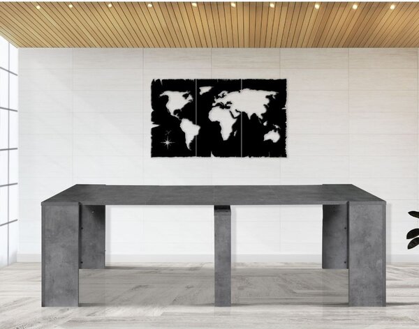 DecHome Tavolo Consolle Allungabile Ingresso Design Moderno con 4 Prolunghe Dimensioni 78,5-252x54x78 cm colore Cemento
