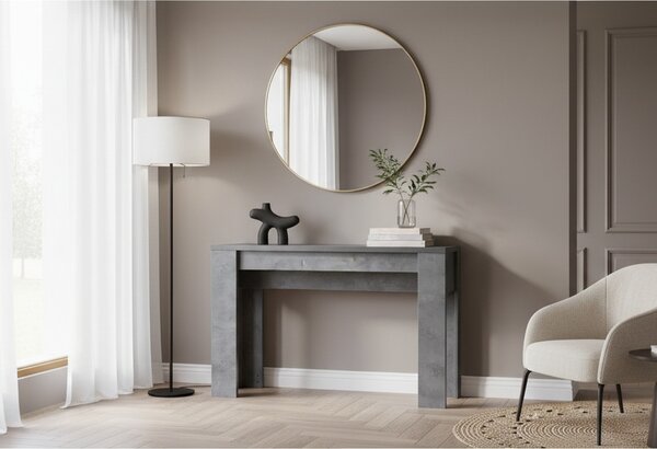 DecHome Tavolo Consolle Allungabile Ingresso Design Moderno con 4 Prolunghe Dimensioni 78,5-252x54x78 cm colore Cemento