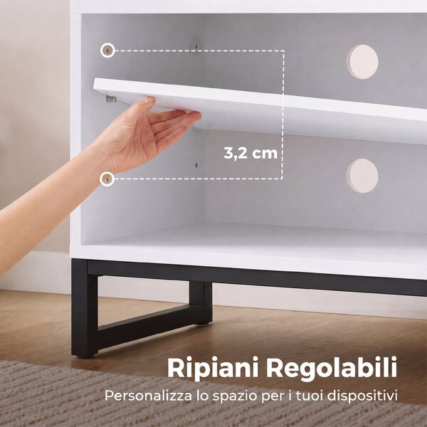 HOMCOM Mobile TV fino a 55 Pollici, Porta TV con Ripiani Regolabili, Bianco | Aosom Italy