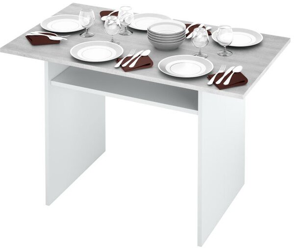 FORES HABITAT Tavolo Consolle Allungabile Ingresso Design Moderno in Legno 120x35/70xh75 cm colore Bianco / Cemento