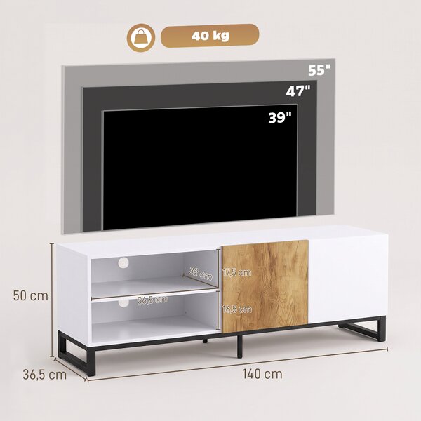 HOMCOM Mobile TV fino a 55 Pollici, Porta TV con Ripiani Regolabili, Bianco | Aosom Italy