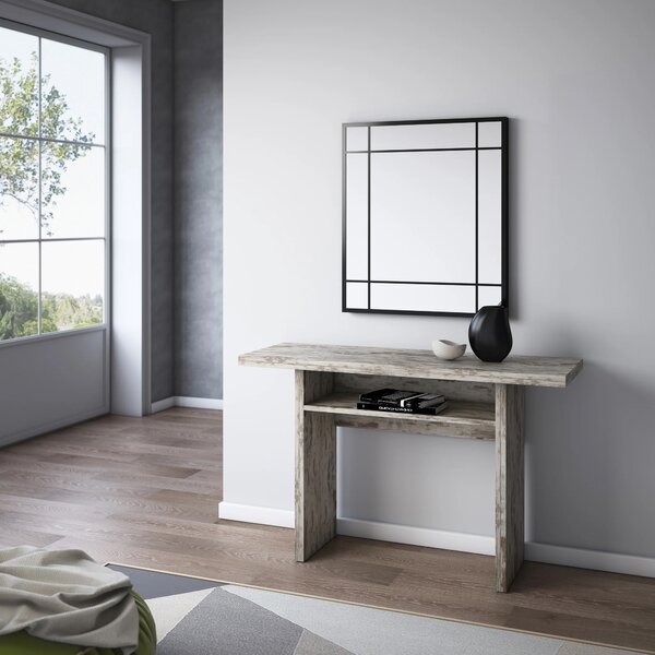 Terraneo Tavolo Consolle Allungabile Ingresso in Legno Riciclato 120x35/70x75h cm Effetto Vintage