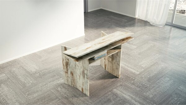 Terraneo Tavolo Consolle Allungabile Ingresso in Legno Riciclato 120x35/70x75h cm Effetto Vintage
