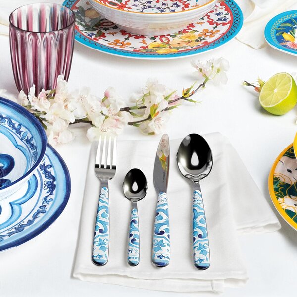 Posate set 24 pezzi Linea BLUES in acciaio inox 18/10 AISI 420 di Altissima qualit� lavabili in lavastoviglie colore Blu multicolor