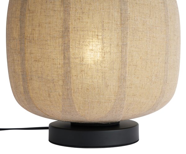 Lampada da tavolo Japandi nera con paralume in lino beige 27cm - Nami
